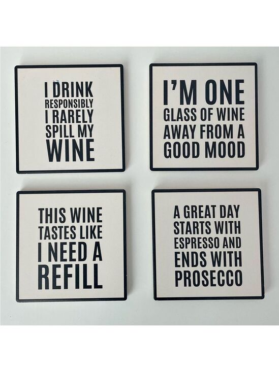 American Atelier Other - NWT American Atelier Wine Sentiments Set of 4 Ceramic Coasters